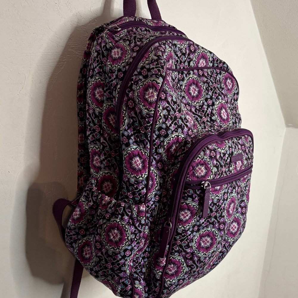 Vera Bradley Floral Purple Backpack As Is Condition VB9420 - Picture 4 of 11
